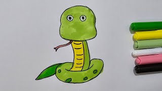 How To Draw Snake And Colour  Easy Snake Drawing For kids [upl. by Haiacim]