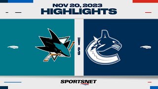 NHL Highlights  Sharks vs Canucks  November 20 2023 [upl. by Alysa]