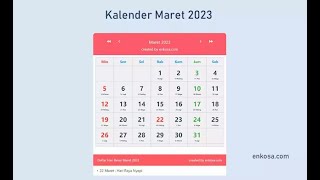 Kalender Bulan Maret 2023 [upl. by Elirpa]