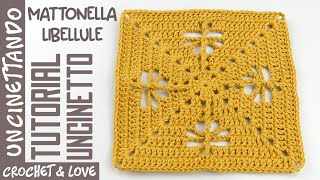 Tutorial Uncinetto  Come fare una Mattonella con Libellule [upl. by Mattheus]