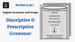 Descriptive amp Prescriptive Grammar  Revision Class 1  English Grammar and Usage [upl. by Funch]