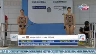 SimhoppEM i Rostock 20062013  10mSYNC Damer Wasserspringen  Diving [upl. by Breeze]