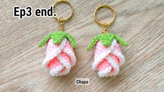 Ep3 end Assembly 🌹Easy Crochet Mini Rose Keychain Tutorial step by step  Crochet Flower Keychain [upl. by Balliett]