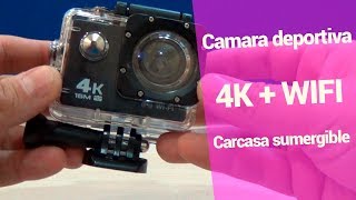 🔻🔻 Cámara deportiva 4K WiFi con carcasa sumergible Review instalación y configuración Camara acción [upl. by Egag]