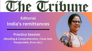 13 May 2024  The Tribune Editorial Practice Exercise  Indias Remittances [upl. by Nreval]