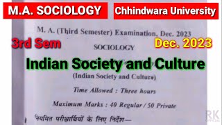 MA3rd semester  Indian Society and Culture  sociology paper 2  Imp Que Ans Sociology [upl. by Aiblis89]