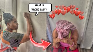 CRYING WITH THE DOOR LOCKED PRANK ON MY FIANCÉ CUTE REACTION [upl. by Ardnuhsor]