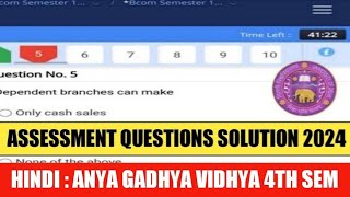 Sol 4th Semester Hindi  Anya gadhya Vidhya Internal Assessment 35 Questions Solution 2024 II Hindi [upl. by Mallon]