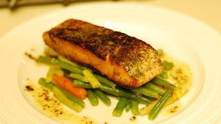 Cooking salmon amp veggies A healthy meal [upl. by Earaj]