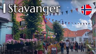 Stavanger Norway  4K walking tour along the cruise port old colorful center and park Summer 2023 [upl. by Elletnuahs]