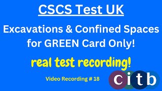 CSCS Card UK  CSCS Test 2024  CSCS Test for Green Card  18 excavation amp confinedspace [upl. by Silisav]