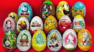 17 Surprise Eggs Kinder Surprise Cars 2 Zaini Spongebob Thomas [upl. by Ck]