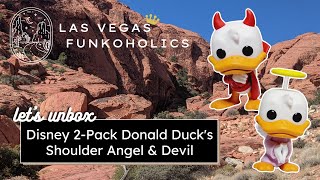 Lets Unbox Funko Pop Disney 2Pack Donalds Shoulder Angel amp Devil Mickey amp Friends Donald Duck [upl. by Avruch]