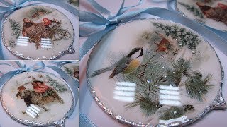 CHRISTMAS ORNAMENTS DECORATION IDEA DIY Serviettentechnik [upl. by Sinnej]