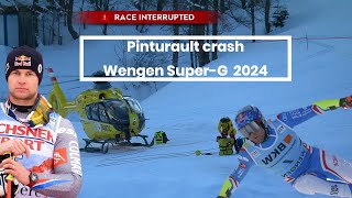 Alexis Pinturault  Wengen  Super G  2024  Crash [upl. by Alethia]