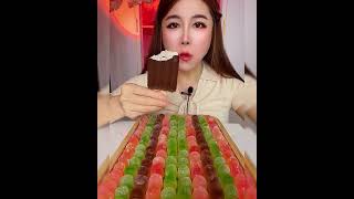 Asmr eating ice cream flavor chocolate milk ice cream Crispy delicious short video [upl. by Attelra]