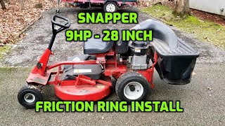 Snapper 9HP  28 inch HiVac Friction Drive Ring Install  Rear Engine Mower [upl. by Attolrac582]