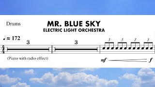 Mr Blue Sky  ELO  Drum Sheet Music  PLAY ALONG 🥁🎵 [upl. by Rosemary]