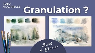 Questce que la granulation en aquarelle   2 tests forêt et glacier [upl. by Anaihsat]