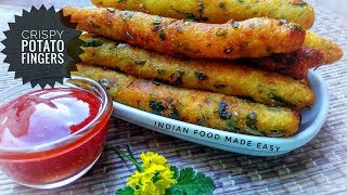 Crispy Potato Fingers Recipe By Indian Food Made Easy [upl. by Junina]