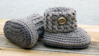 Crochet Baby Booties Bulky Yarn [upl. by Sidwell]