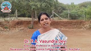 Dr P A Vasundra Devi  Associate Professor  Bio Chemistry  Navarasam College [upl. by Aromat]