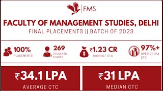 FMS Delhi placement report is out  Best ROI MBA clg  Avg Salary 341 lakhs  Highest 123 crore [upl. by Jessy]