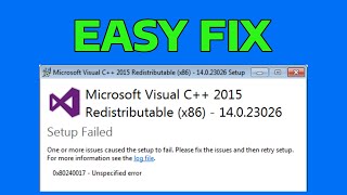 Fix Microsoft Visual C 2015 Redistributable Setup Failed Error 0x80240017  How To [upl. by Llertac886]