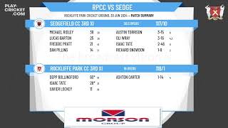 Rockliffe Park CC 3rd XI v Sedgefield CC 3rd XI [upl. by Januisz]