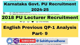 2018 PU Recruitment Previous English Literature Question Paper Analysis part8 NETSETGPTHSTR [upl. by Ahsar699]