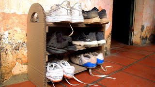 How To Make Shoe Rack from Cardboard [upl. by Bartlett]