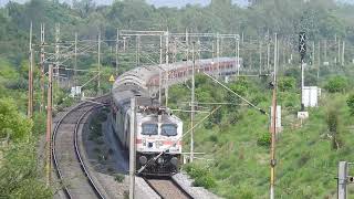 WAP7 powered express train with LHB coaches rushes towards Arakkonam junction [upl. by Adlaremse925]