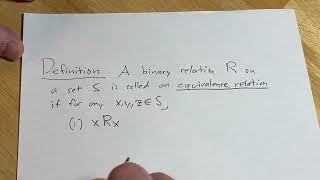 Definition of an Equivalence Relation on a Set [upl. by Chu]