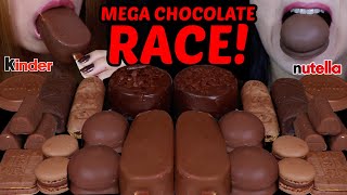 ASMR MEGA CHOCOLATE DESSERT RACE DOVE ICE CREAM BAR MOUSSE CAKE MILKA CHOCO WAFER KINDER CARD 먹방 [upl. by Naujal]