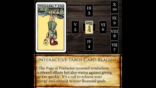 Celtic Cross Wealth Page of Pentacles in Position 1 Reversed  Financial Immaturity [upl. by Attenreb190]