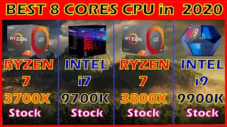 BEST 8 CORES CPU in 2020  RYZEN7 3700X vs CORE i7 9700K vs RYZEN7 3800X vs CORE i9 9900K [upl. by Lucienne]