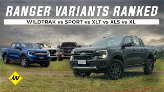 2023 Ford Ranger Variants Ranked Wildtrak vs Sport vs XLT vs XLS vs XL 4x4 [upl. by Hasile]