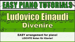 LUDOVICO EINAUDI  Divenire  arrangement for easy piano [upl. by Arayk]