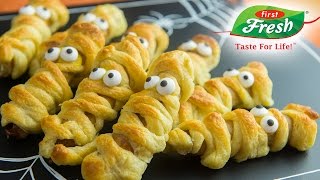 Halloween Snack Chicken Sausage Mummies [upl. by Savage]