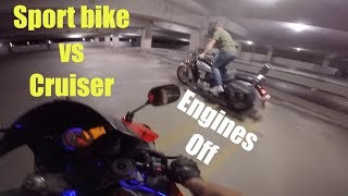 SPORT BIKE VS CRUISER  DOWNHILL ENGINES OFF [upl. by Cristiano]