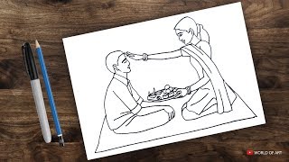 How to draw bhai dooj  bhau beej drawing [upl. by Eralcyram142]