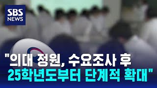 quot의대 정원 수요조사 후 2025학년도부터 단계적 확대quot  SBS [upl. by Toombs]