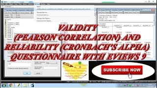 Validity Pearson Correlation And Reliability Cronbachs Alpha Questionnaire With EVIEWS 9 [upl. by Anrol]