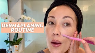 My Dermaplaning At Home Skincare Routine  SKINCARE [upl. by Hailahk300]