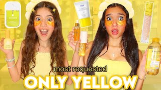 ONLY using PREPPY YELLOW MAKEUP amp SKINCARE💛✨ [upl. by Arlene]