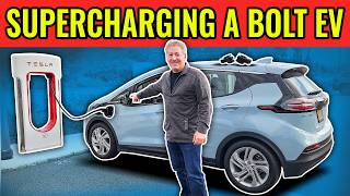 Charging A Chevrolet Bolt EV On A Tesla Supercharger [upl. by Talanian]