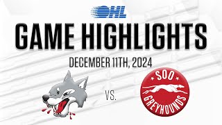 OHL Highlights Sudbury Wolves  Soo Greyhounds Dec 11 2024 [upl. by Ursas147]