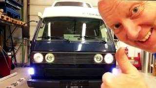 VW Vanagon T3 T25 with LED DRL daytime running light switchback indicatorsdriving lights [upl. by Skolnik]