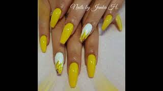 yellow nail art design nails [upl. by Ahsietal]