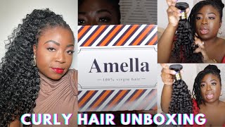 AMAZON HAIR  AMELLA CURLY HAIR BUNDLES UNBOXING [upl. by Nolyaw]